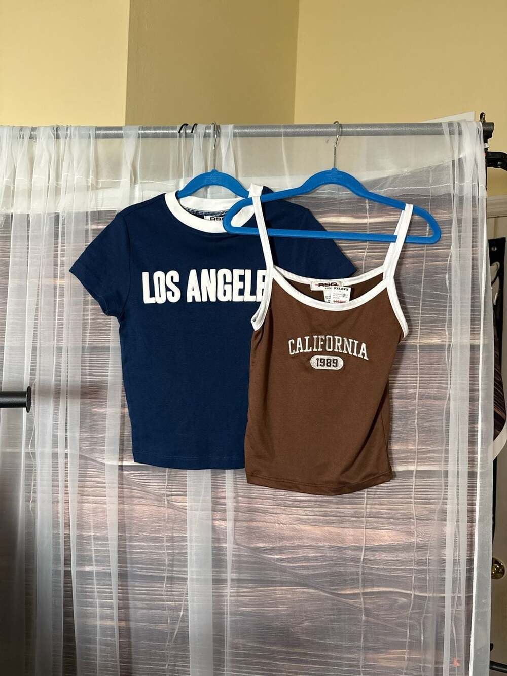 RSQ x Tilly's Los Angeles Ringer Tee and California 1989 Cami Crop Top Set XS